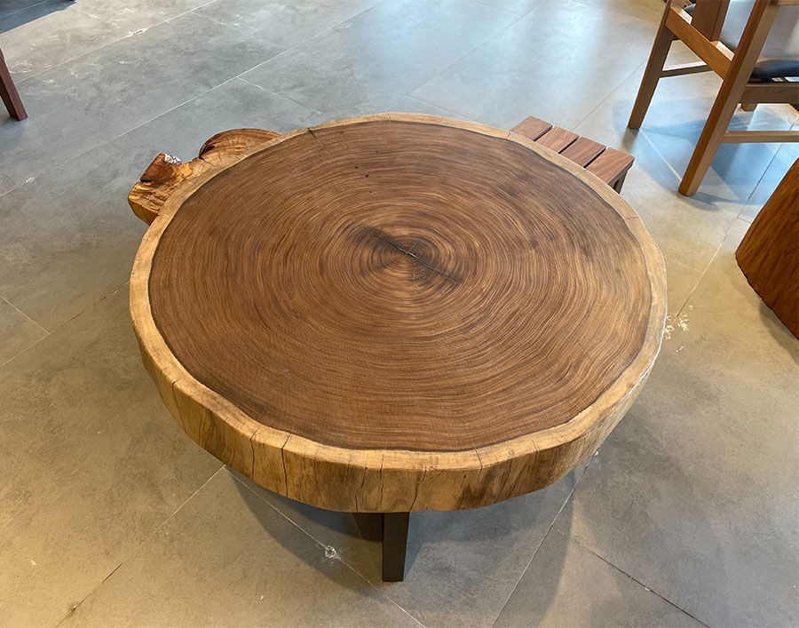 圓形木頭茶桌